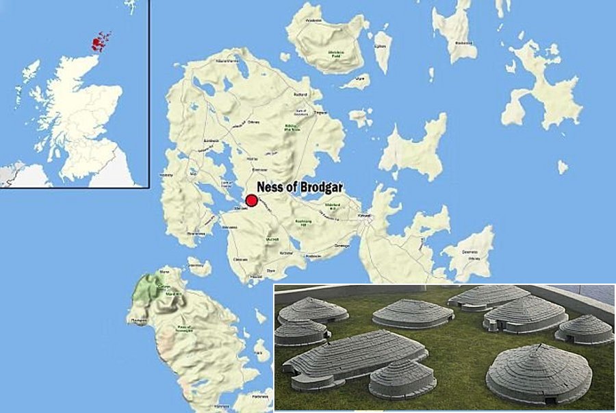 Ness of Brodgar is an archaeological site between the Ring of Brodgar and the Stones of Stenness in the Heart of Neolithic Orkney World Heritage Site near Loch of Harray, Orkney, in Scotland.