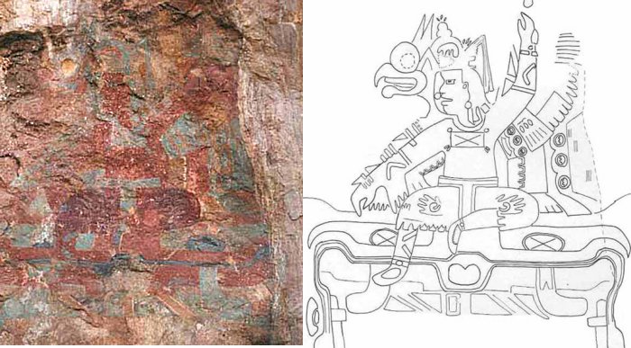 Mexican mural and its drawing. Photo David Grove
