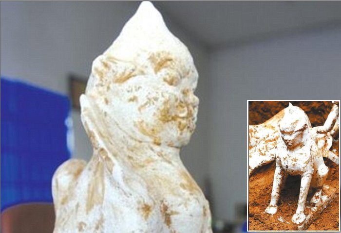 Ancient Marble Statue Of Sphinx Discovered In Tang Dynasty Tomb