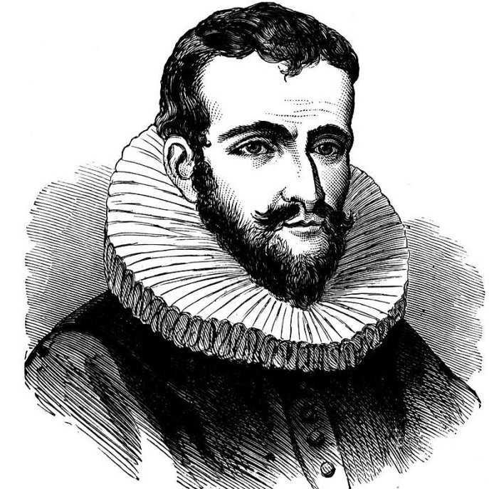 One of many speculative portraits of Henry Hudson, from Cyclopaedia of Universal History, 1885. Found, scanned, and uploaded to en:Wikipedia by Infrogmation on 5 November, 2003.