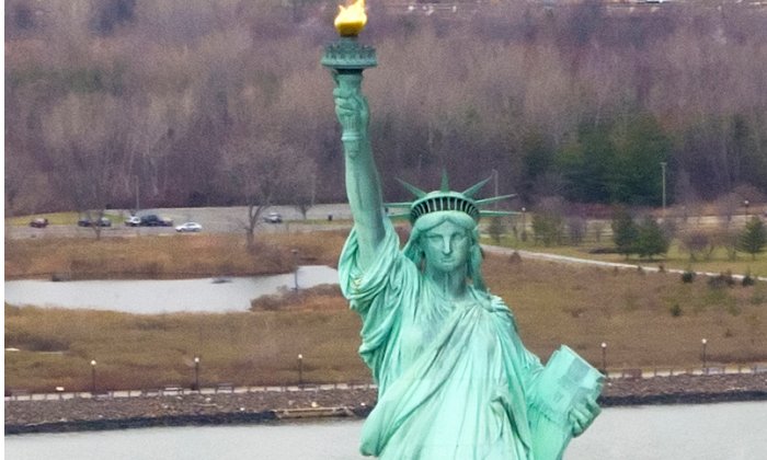 The statue on Liberty Island