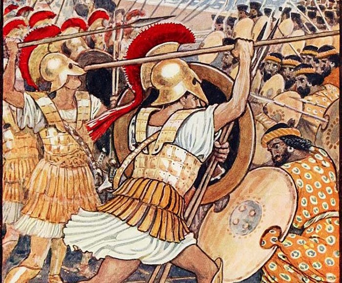The Battle of Marathon saw the Persians repelled by the Athenians. Credit: Source: Walter Crane