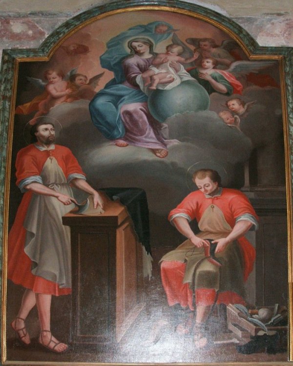 Saints Crispin and Crispian in the Church of St. John in Saluzzo.
