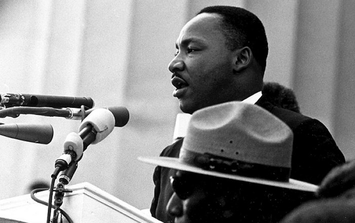 Dr. Martin Luther King giving his "I Have a Dream" speech during the March on Washington in Washington, D.C., on 28 August 1963.