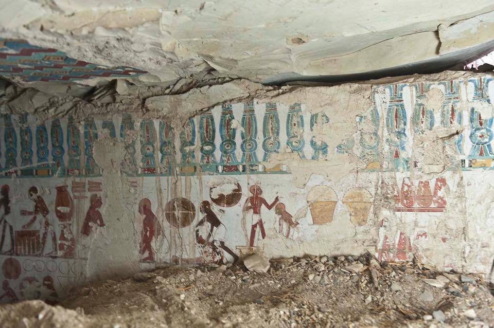 Funerary goods that consist of pottery, two cedar coffins (outer and inner) and a set of wooden models, which represent funerary boats and scenes of daily life.