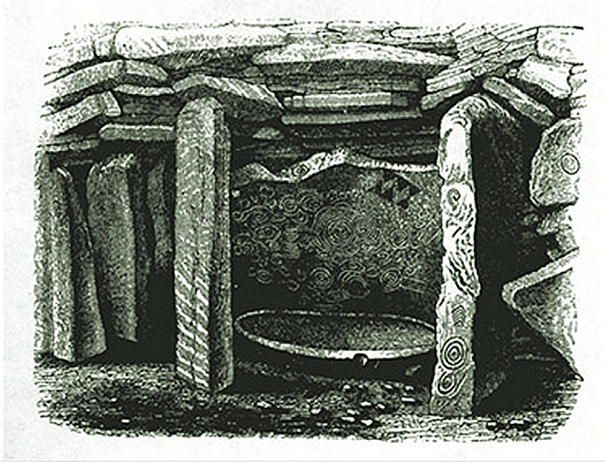 This is drawing of ther interior, from c 1870 by Eugene Conwell, who discovered the structure.