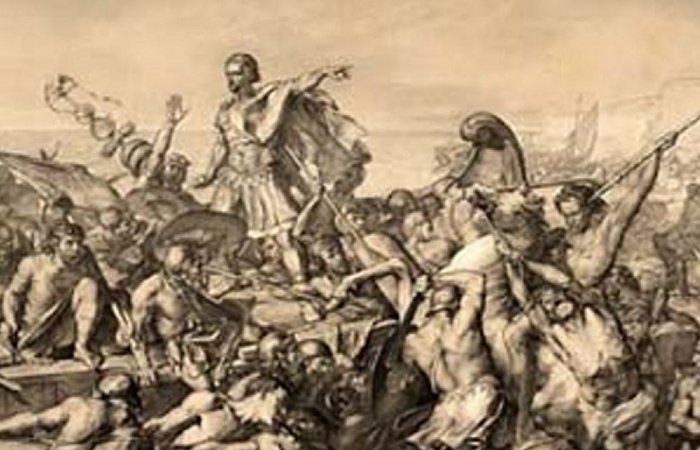Caesar's invasions of Britain Part of Caesar's Gallic Wars. Edward Armitage's reconstruction of the first invasion. Image: wikipedia