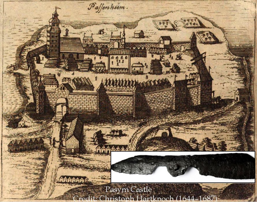 Pasym Castle and a knife