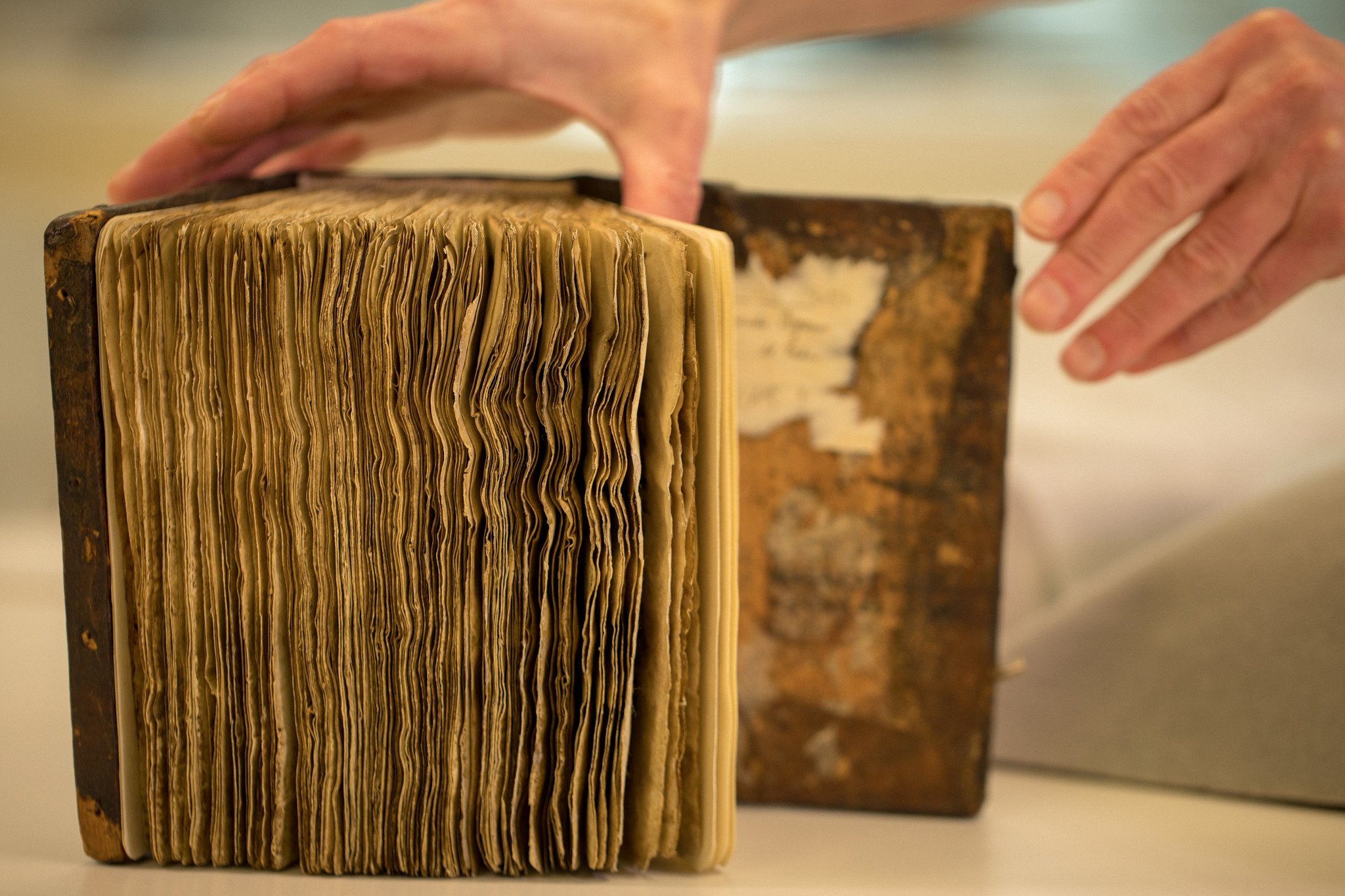 6th century translation of a book by the Greek-Roman doctor Galen. Image credit: (Farrin Abbott / SLAC National Accelerator Laboratory