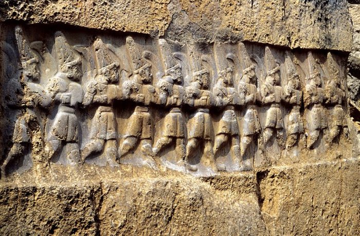 Twelve Hittite gods of the underworld in the nearby Yazilikaya, a sanctuary of Hattusha. Credit: Klaus-Peter Simon, Wikipedia, CC BY 3.0