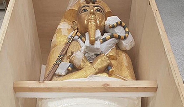The gilded coffin of Tutankhamun is at the Grand Egyptian Museum for restoration for the first time ever. The coffin was transported from his tomb in Luxor