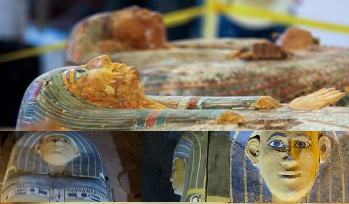 Painted ancient coffins are seen at Al-Asasif necropolis in the Valley of the Kings in Luxor