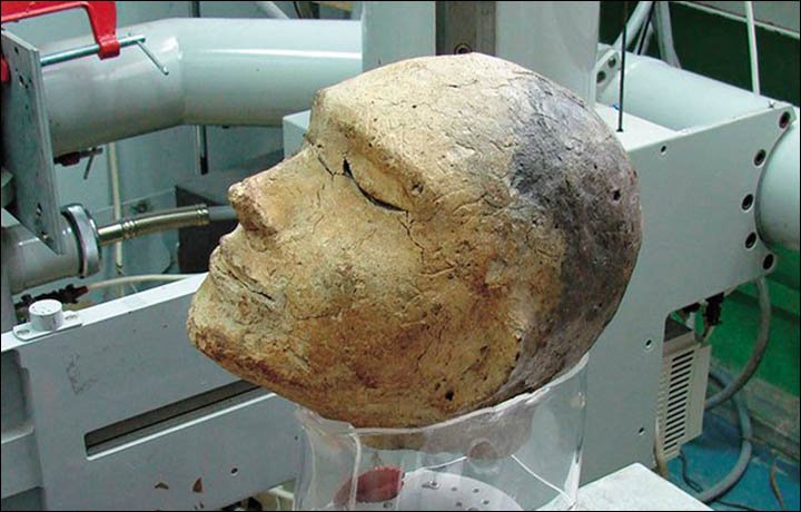 Mystery of unique 2,100-year-old human clay head - with a ram’s skull inside