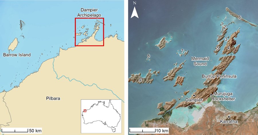 The discoveries were made through a series of archaeological and geophysical surveys in the Dampier Archipelago, as part of the Deep History of Sea Country Project, funded through the Australian Research Council’s Discovery Project Scheme.
