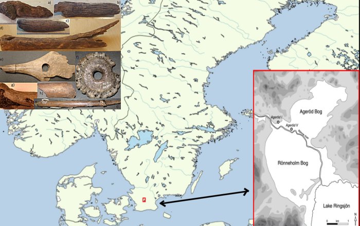 Map of Scandinavia zoomed in on the area of the Ageröd I site