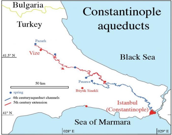 The 426-kilometer-long aqueduct system of Constantinople CREDIT ill./©: Cees Passchier