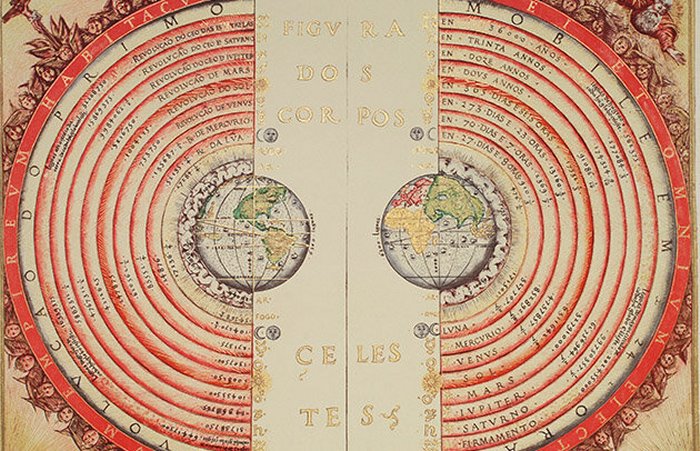 Illustration of the Ptolemaic conception of the universe from Cosmographia, by Bartolomeu Velho, 1568. Credit: Cosmographia by Bartolomeu Velho