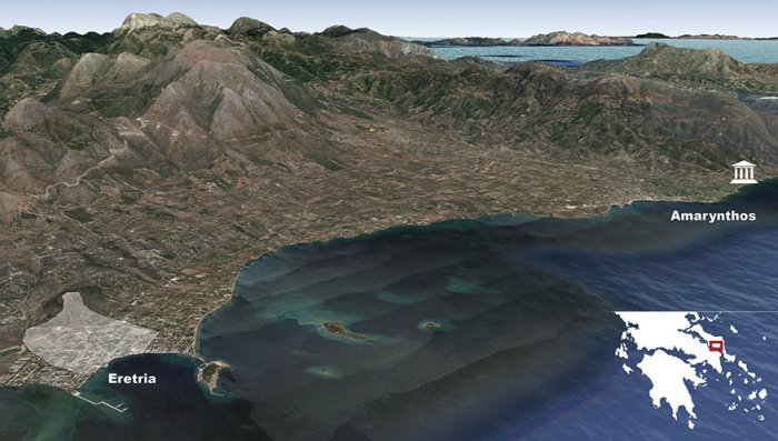 The location of the Sanctuary of Artemis at Amarynthos