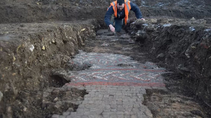 Stunning Colorful Ancient Roman Mosaic With Found Under Aldi Supermarket Site In UK