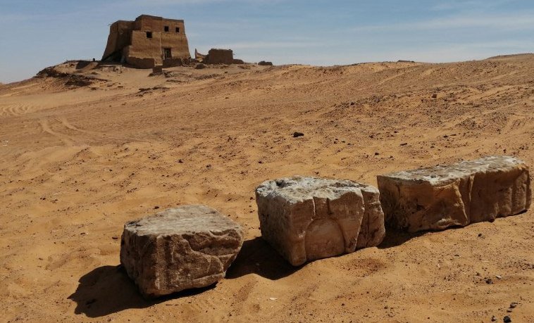 Blocks with hieroglyphs found in Old Dongola, Sudan. (Photo: Dawid F. Wieczorek / PCMA UW)