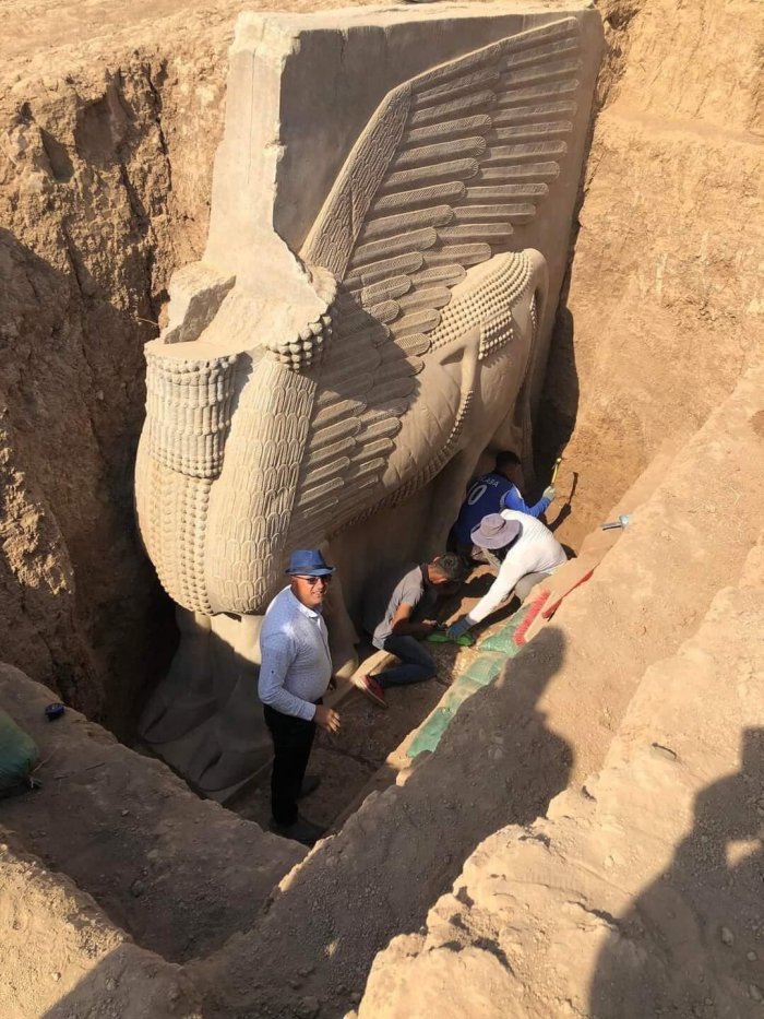 Remarkable Huge Ancient Lamassu Statue Unearthed In Nineveh, Iraq