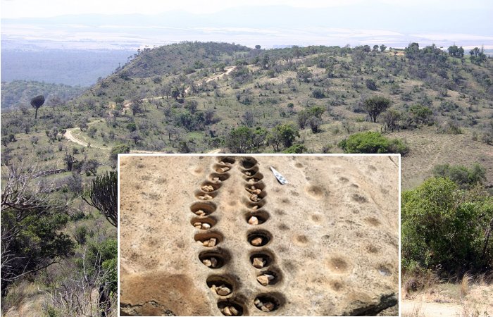 'Arcade' Of Ancient Mancala Game Boards Carved Into Rock Found In Lewa Wildlife Conservancy, Kenya