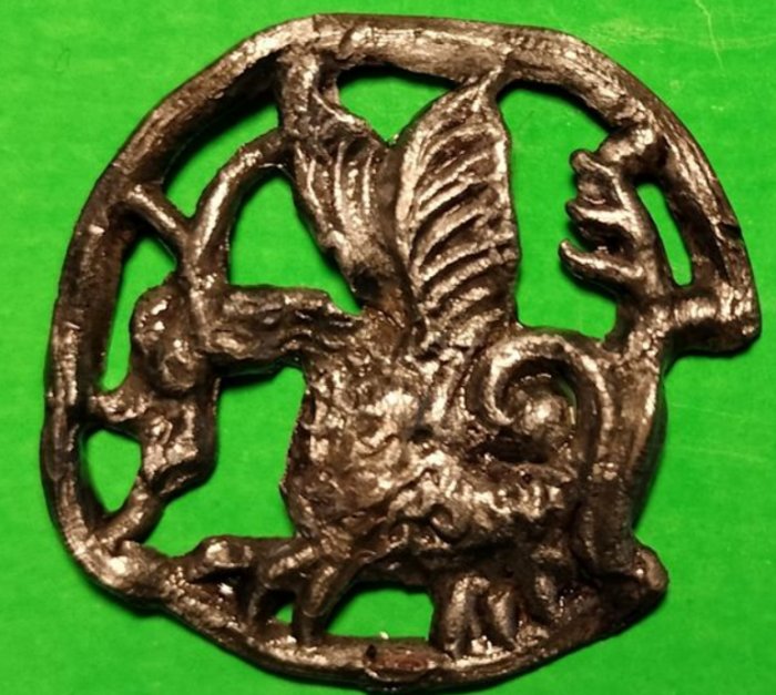 Medieval Pilgrim's Badge ('Pilgrim's Sign') Depicting A Basilisk Dragon In A Circle Discovered In Southeastern Poland
