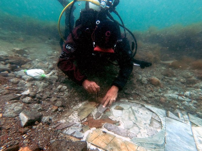 Amazing Ancient Roman Marble Floor Found In The Underwater City Of Baiae, Italy