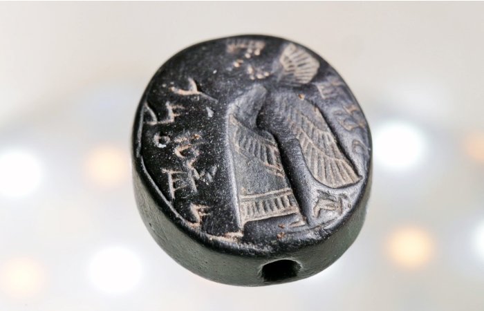 Extremely Rare 2,700-Year-Old Black Stone Seal Depicting A Winged Genie Discovered In Jerusalem