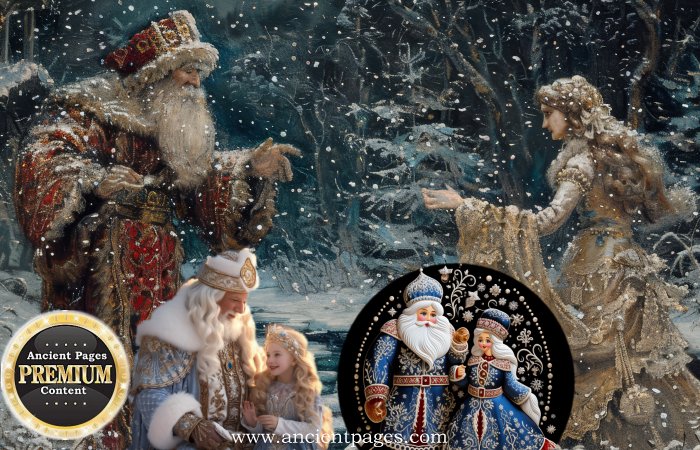 Grandfather Frost And Snow Maiden Bring Gifts On New Year's Eve