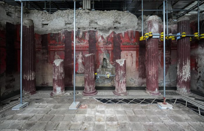 Large Fresco Depicting The Procession Of The Wine God Dionysus Found In Pompeii