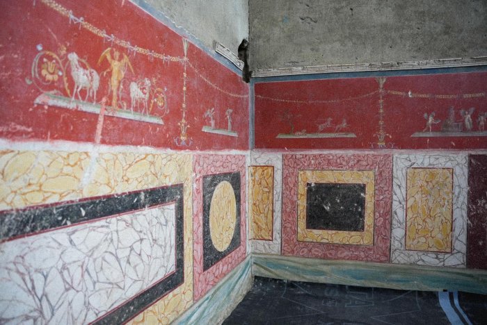 Large Fresco Depicting The Procession Of The Wine God Dionysus Found In Pompeii