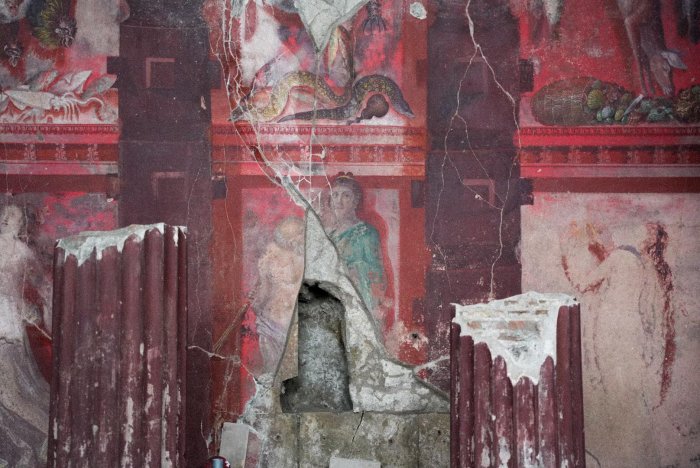 Large Fresco Depicting The Procession Of The Wine God Dionysus Found In Pompeii