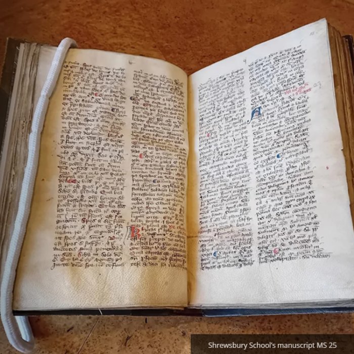 English Mystic Richard Rolle's Medieval Manuscript Emendatio Vitae Discovered At Shrewsbury School