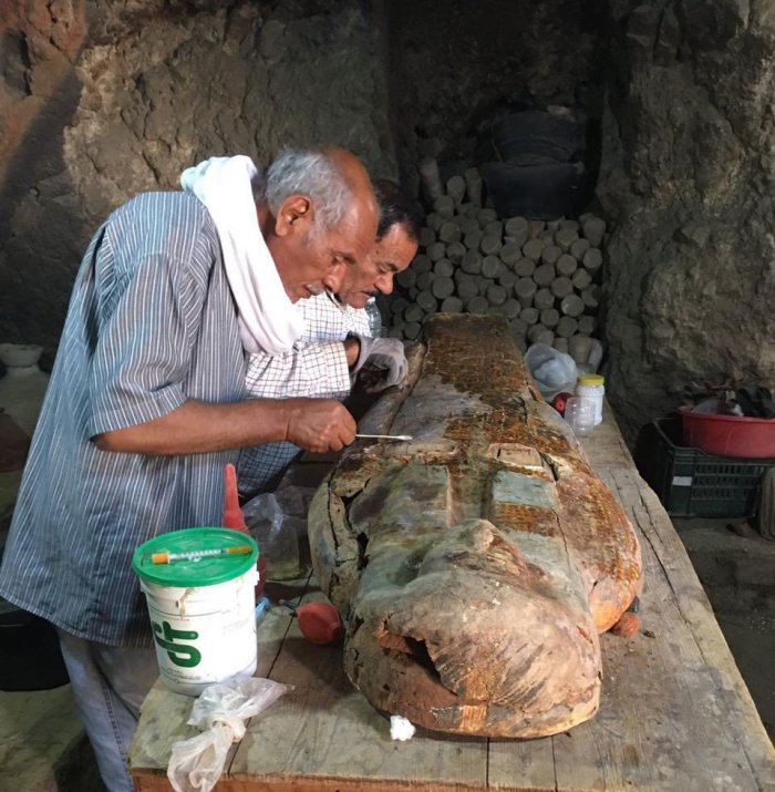 Colored Coffins Of 'The Singers Of Amun' And A Rare Collection Of Papyri Dated To (c. 1069–664 BC) Found In Qurna, West Bank Of Luxor