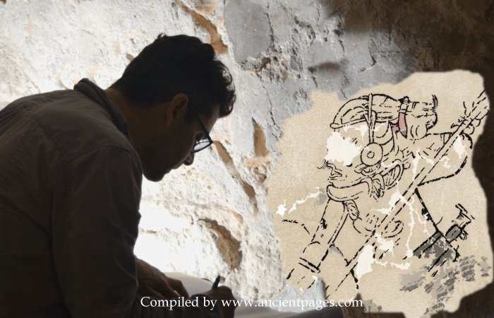 Mythical Maya Hero Juun Ajaw Reconstructed On A Calakmul Mural Painting